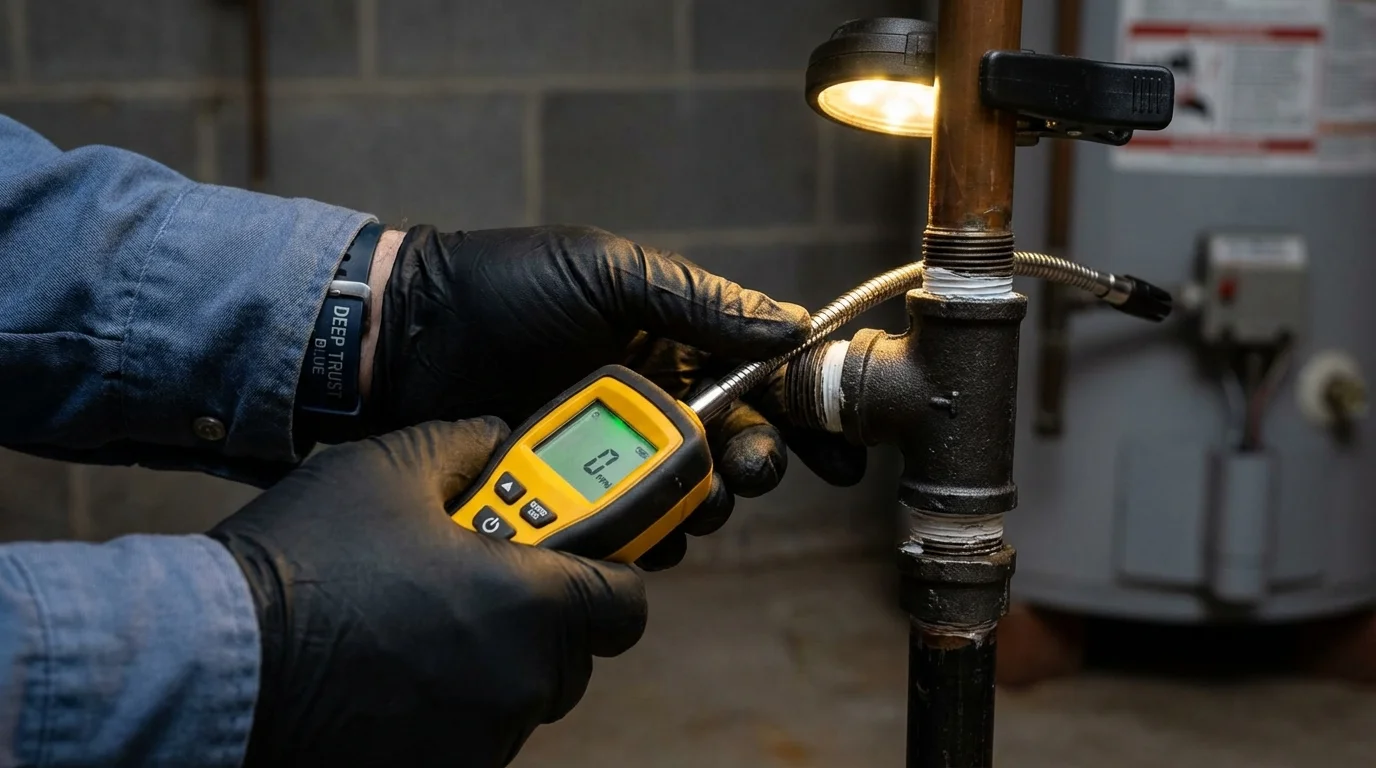 Gas leak detection with electronic sniffer by Johns Plumbing LLC in Media