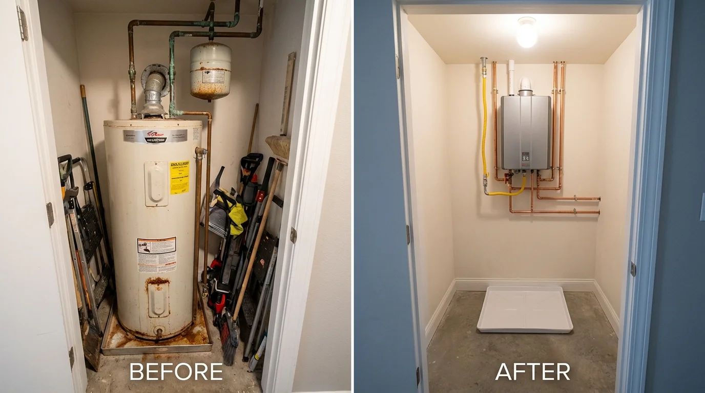 Tank water heater versus wall-mounted tankless unit comparison for Media, PA homeowners